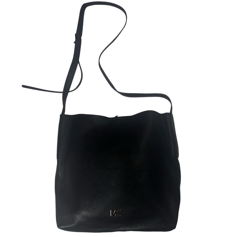 Michael Kors black leather crossbody tote